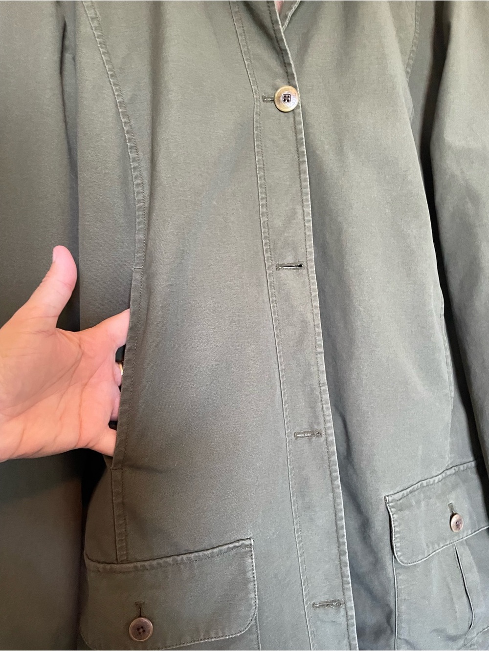 L.L. Bean 3XL Olive Green Field Barn Chore Jacket plaid lined Corduroy Collar - Picture 6 of 13